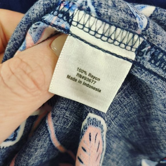 StJohns Bay Womens L Floral Navy Summer 34 Sleeve Boho Casual Lightweight Top - Picture 5 of 9